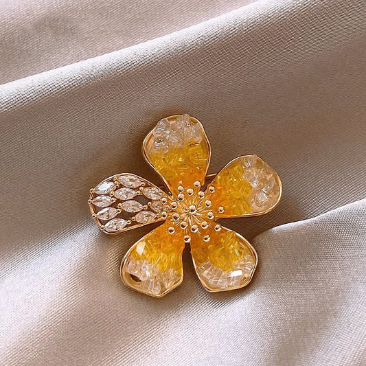 Amber Bloom Crystal Brooch