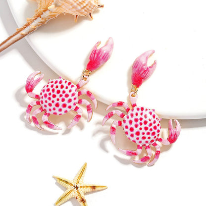 Coral Crab Statement Earrings