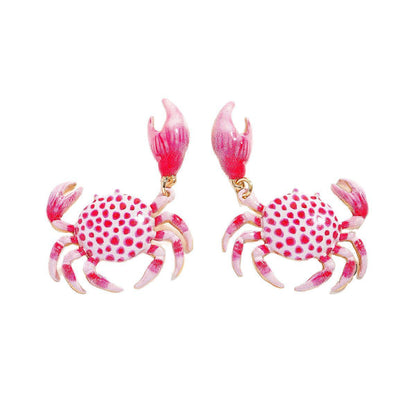 Coral Crab Statement Earrings