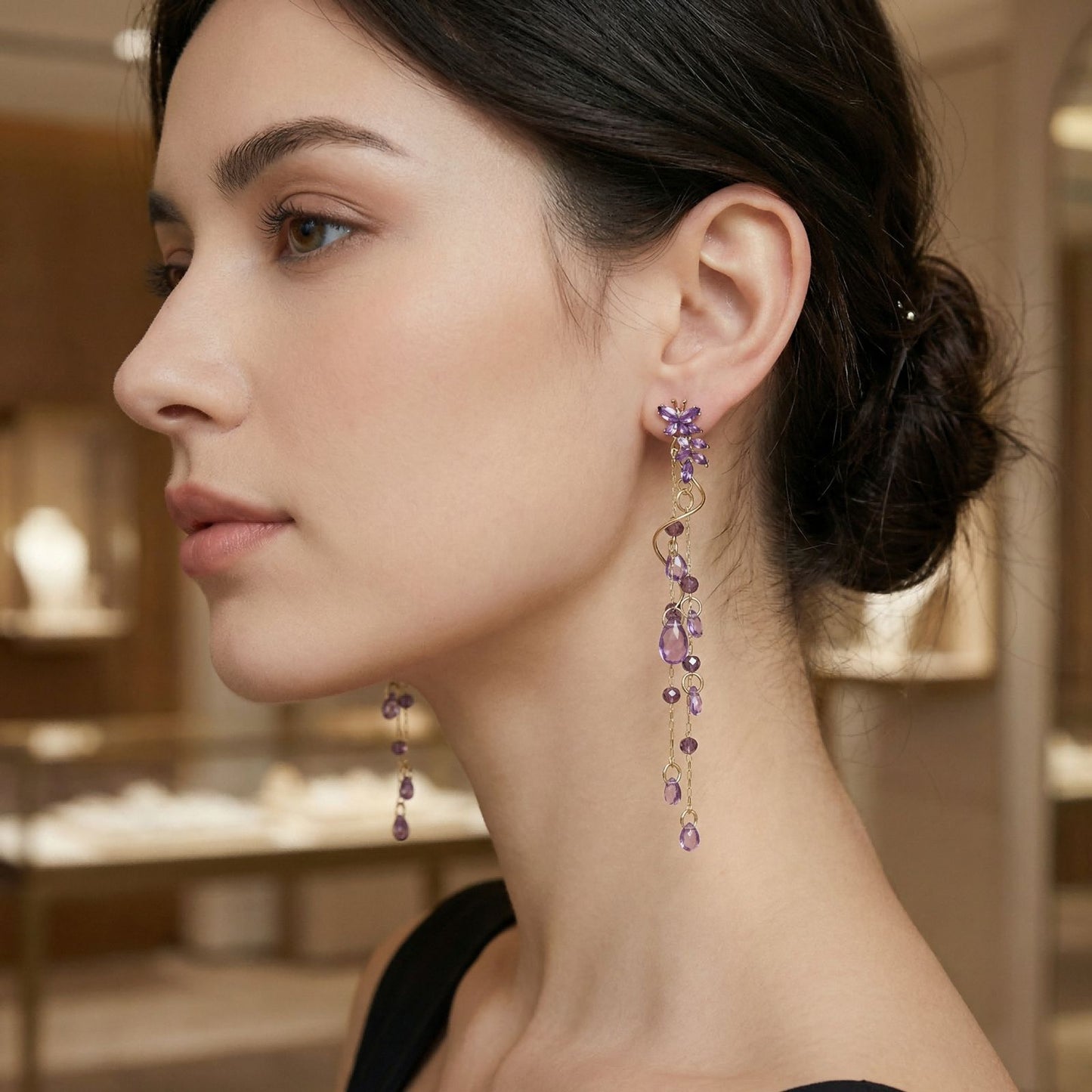 Lavender Cascade Drop Earrings