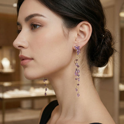 Lavender Cascade Drop Earrings