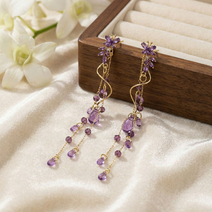 Lavender Cascade Drop Earrings