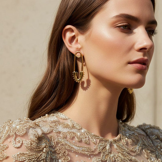 Safety Pin Drop Earrings