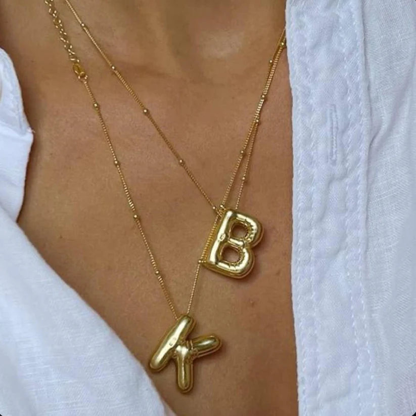 Bubble Alphabet Stainless Steel Necklace