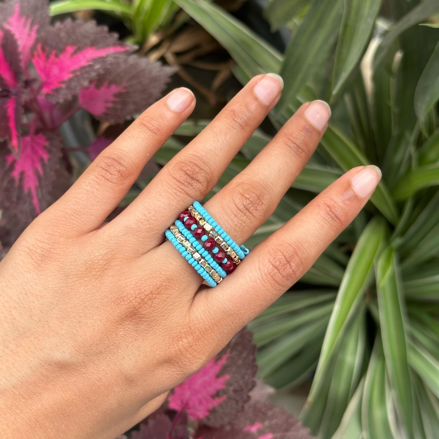Multi Spiral Beaded Ring