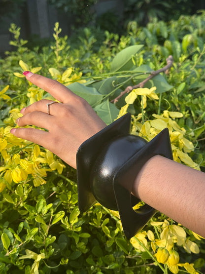 Earthly Black Wooden Bangle Combo
