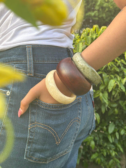 Earthly Brown Wooden Bangle Combo