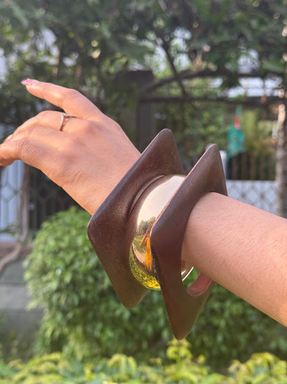 Earthly Brown Wooden Bangle Combo