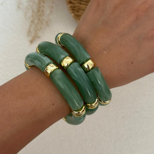 Olive Retro Acrylic Bracelet