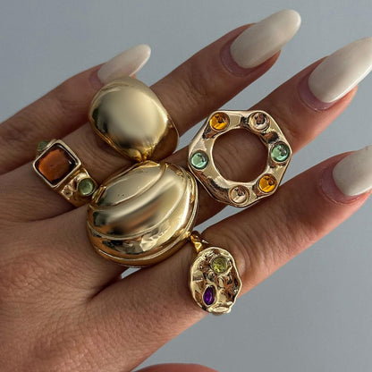 Opulent Chunkey Rings-Set 0f 5