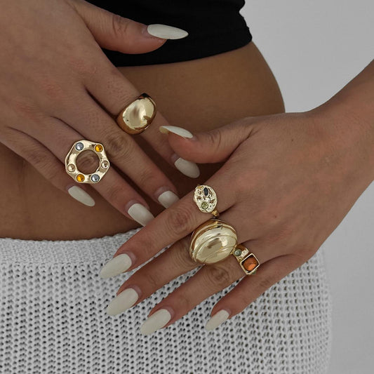 Opulent Chunkey Rings-Set 0f 5