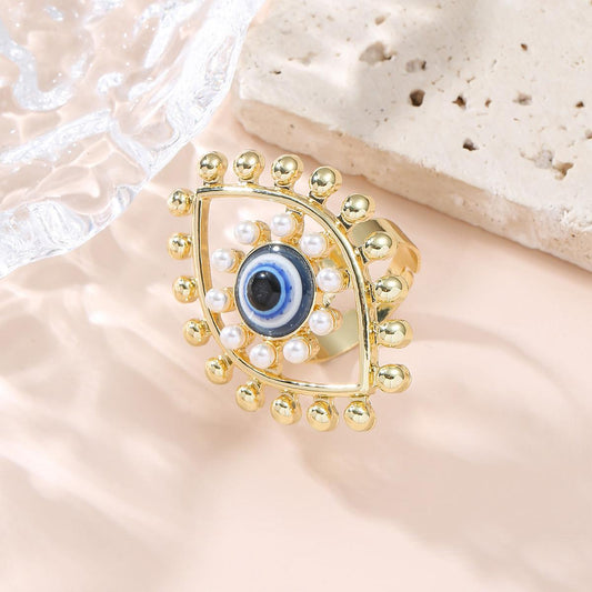 Evil Eye Adjustable Alloy Ring