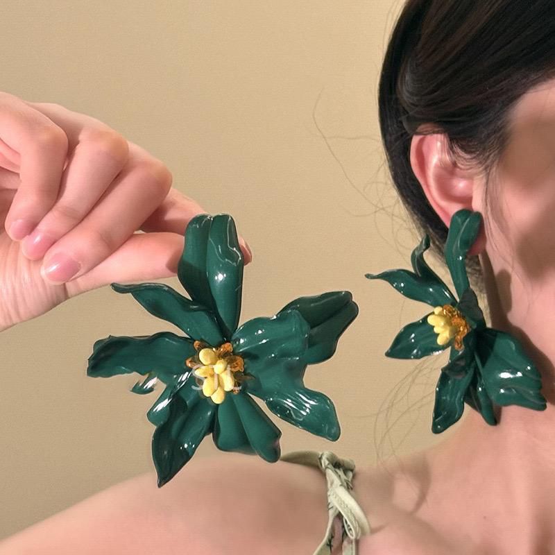 Ivory Floral Statement Earrings