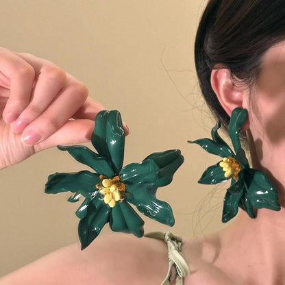 Ivory Floral Statement Earrings
