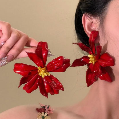 Ivory Floral Statement Earrings