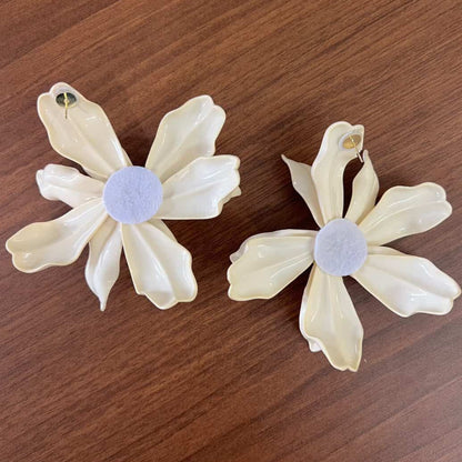 Ivory Floral Statement Earrings