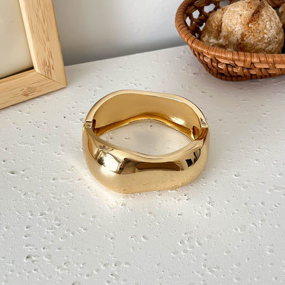 Chunky Gold & Wood Bangle Stack