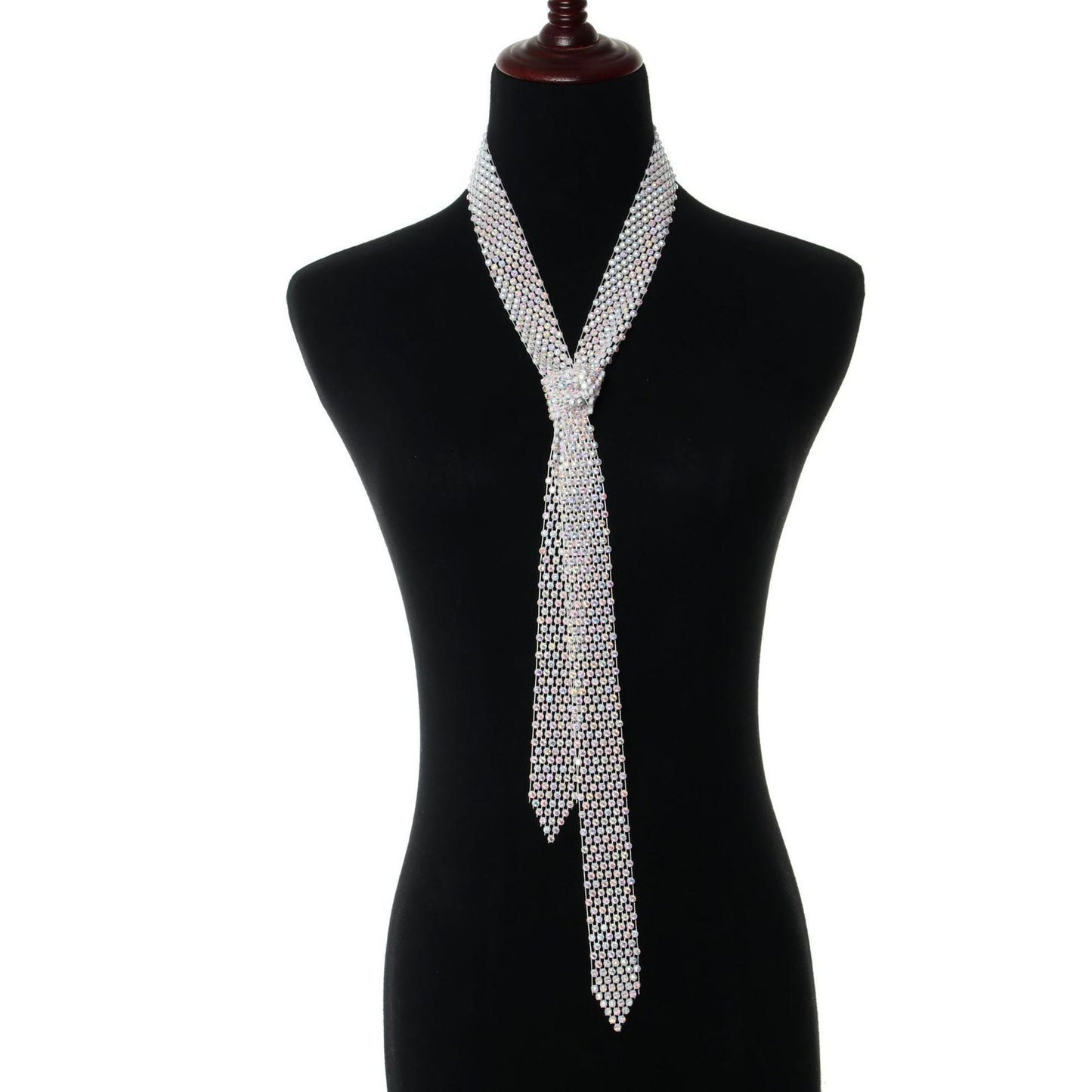 Crystal Mesh Silver Necktie