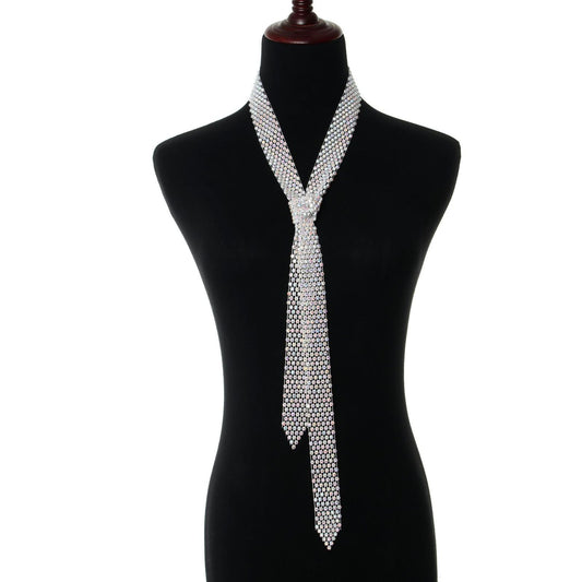 Crystal Mesh Silver Necktie