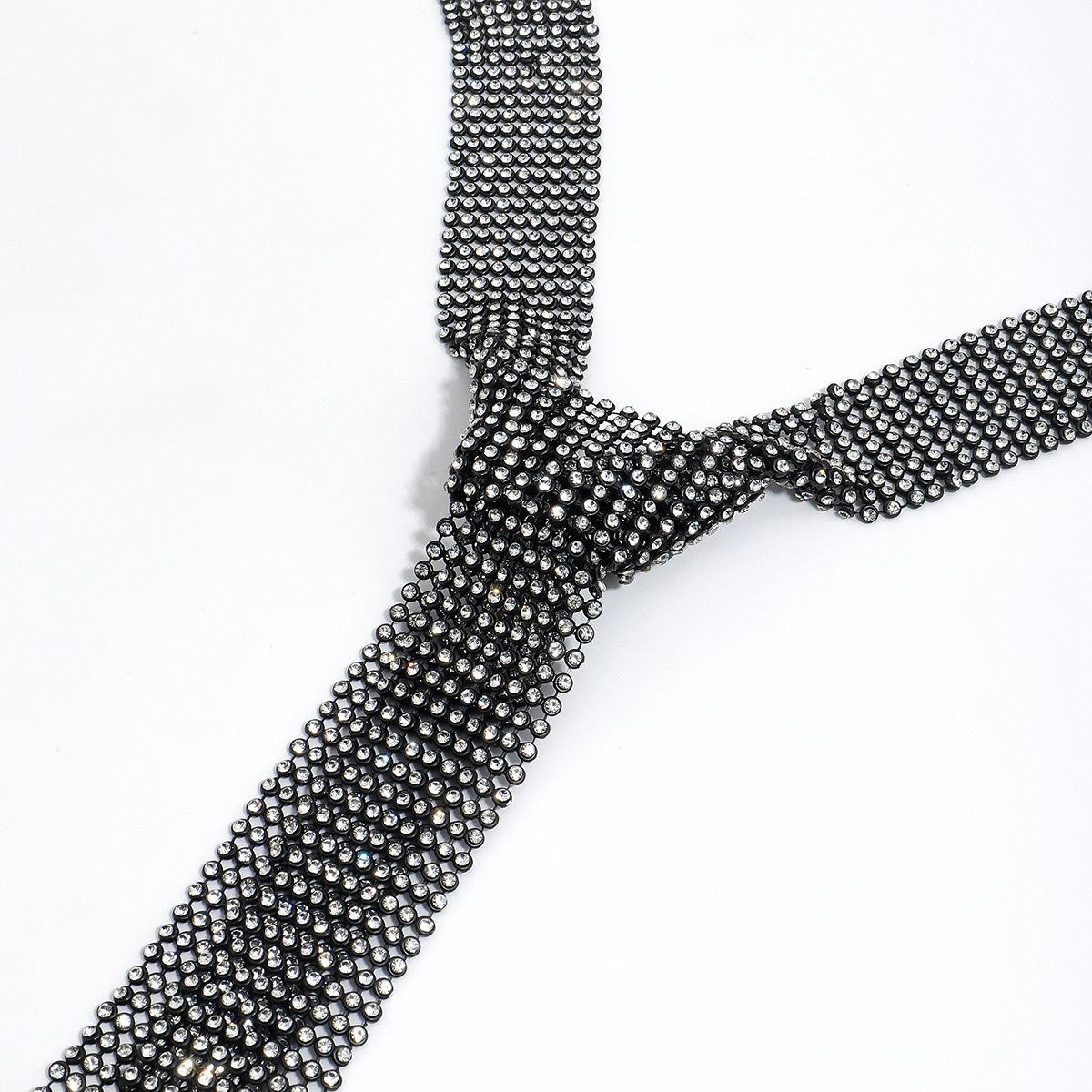 Golden Tie Rhinestone Necklace