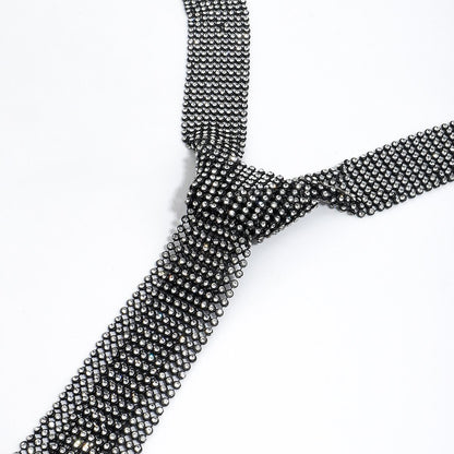 Golden Tie Rhinestone Necklace