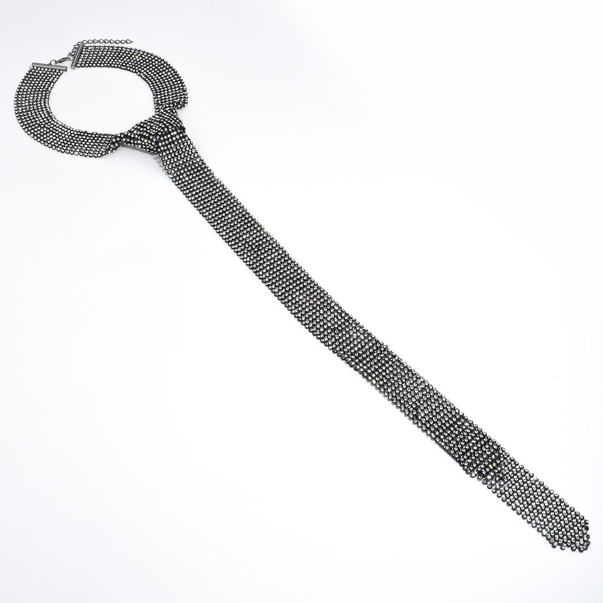 Golden Tie Rhinestone Necklace