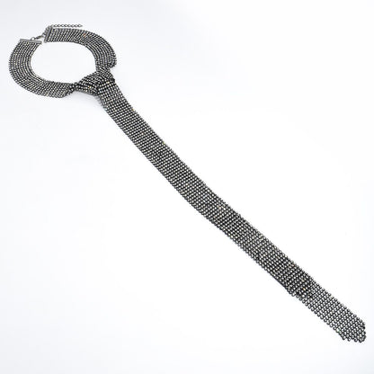 Golden Tie Rhinestone Necklace