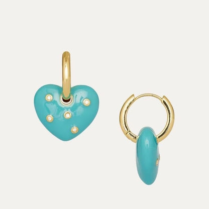 Love Affair Studded Heart Hoops
