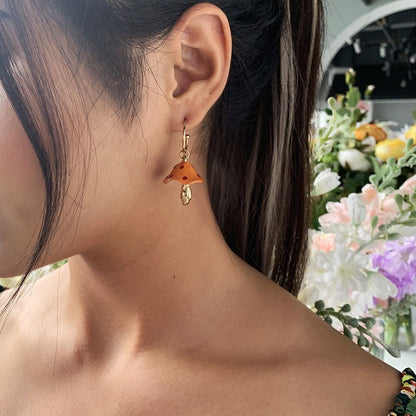 Sunset Mushroom Charm Hoops