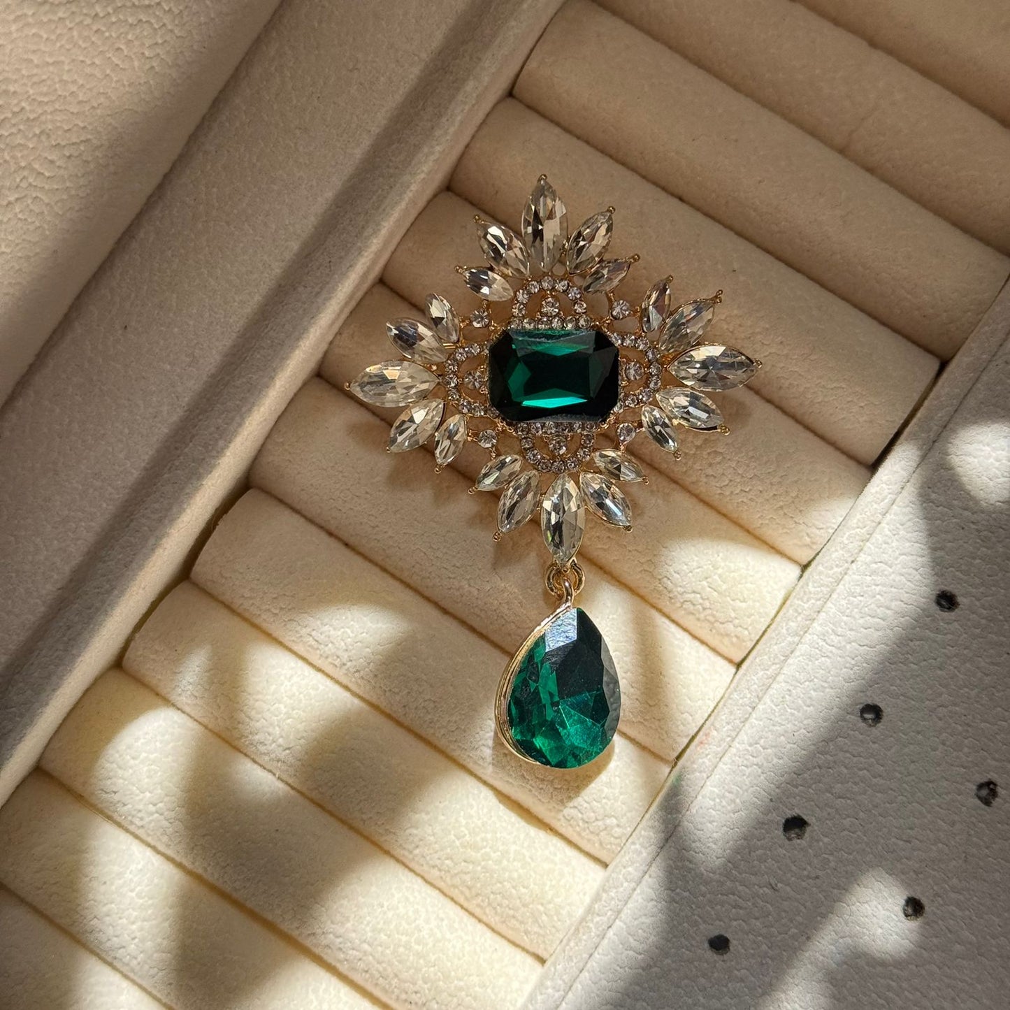 Emerald Metal Brooch