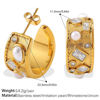 CEO Textured Gem Hoops