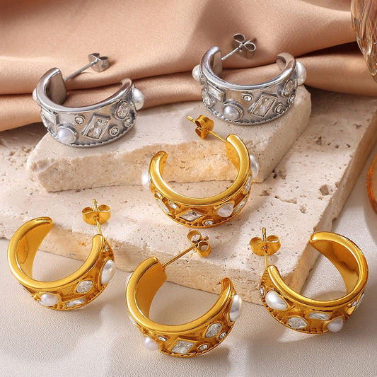 CEO Textured Gem Hoops