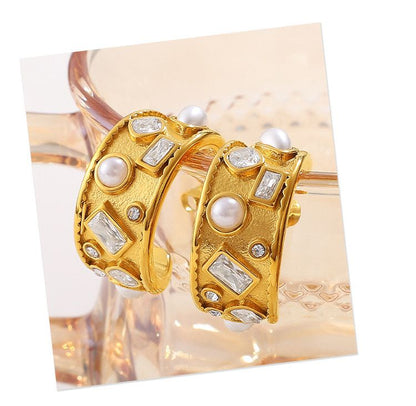 CEO Textured Gem Hoops