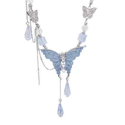 Crystal Blue Butterfly Necklace
