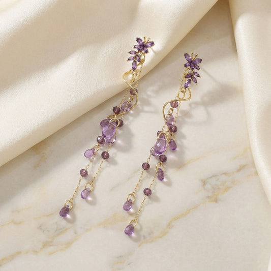 Lavender Cascade Drop Earrings