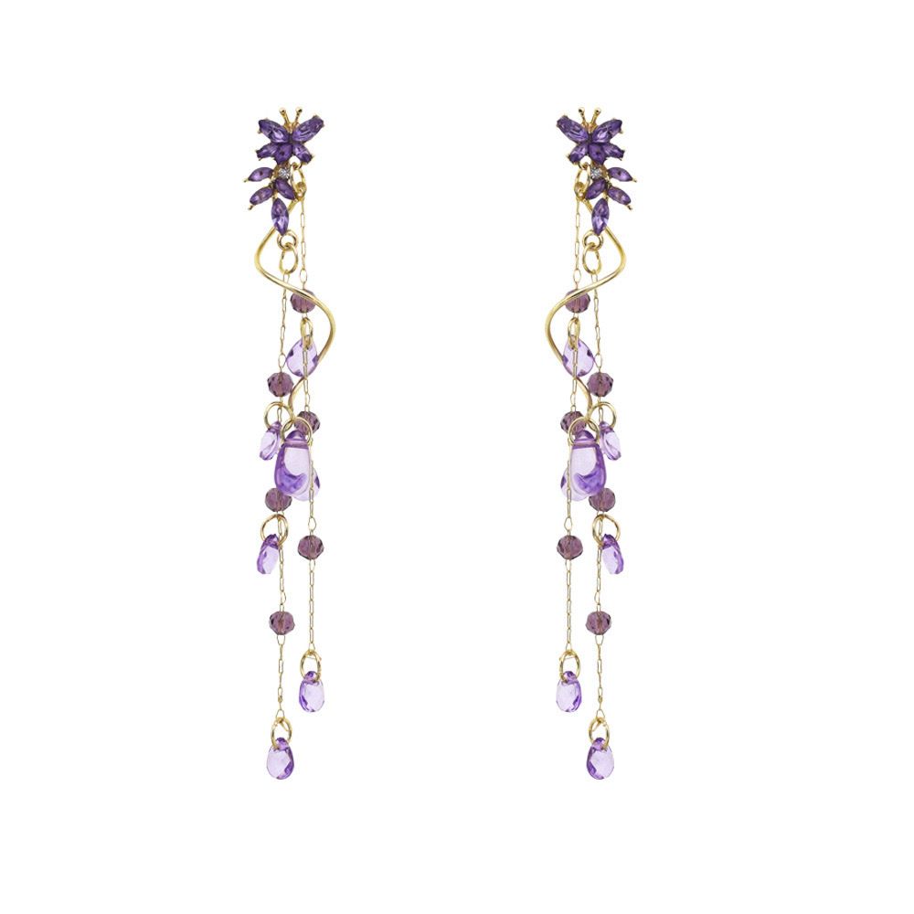 Lavender Cascade Drop Earrings