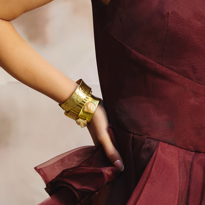 Regal Stone Handmade Brass Cuff
