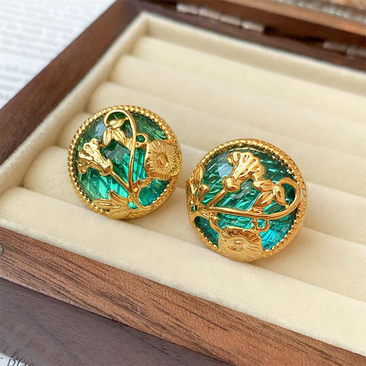 Golden Giggle Alloy Gem Studs
