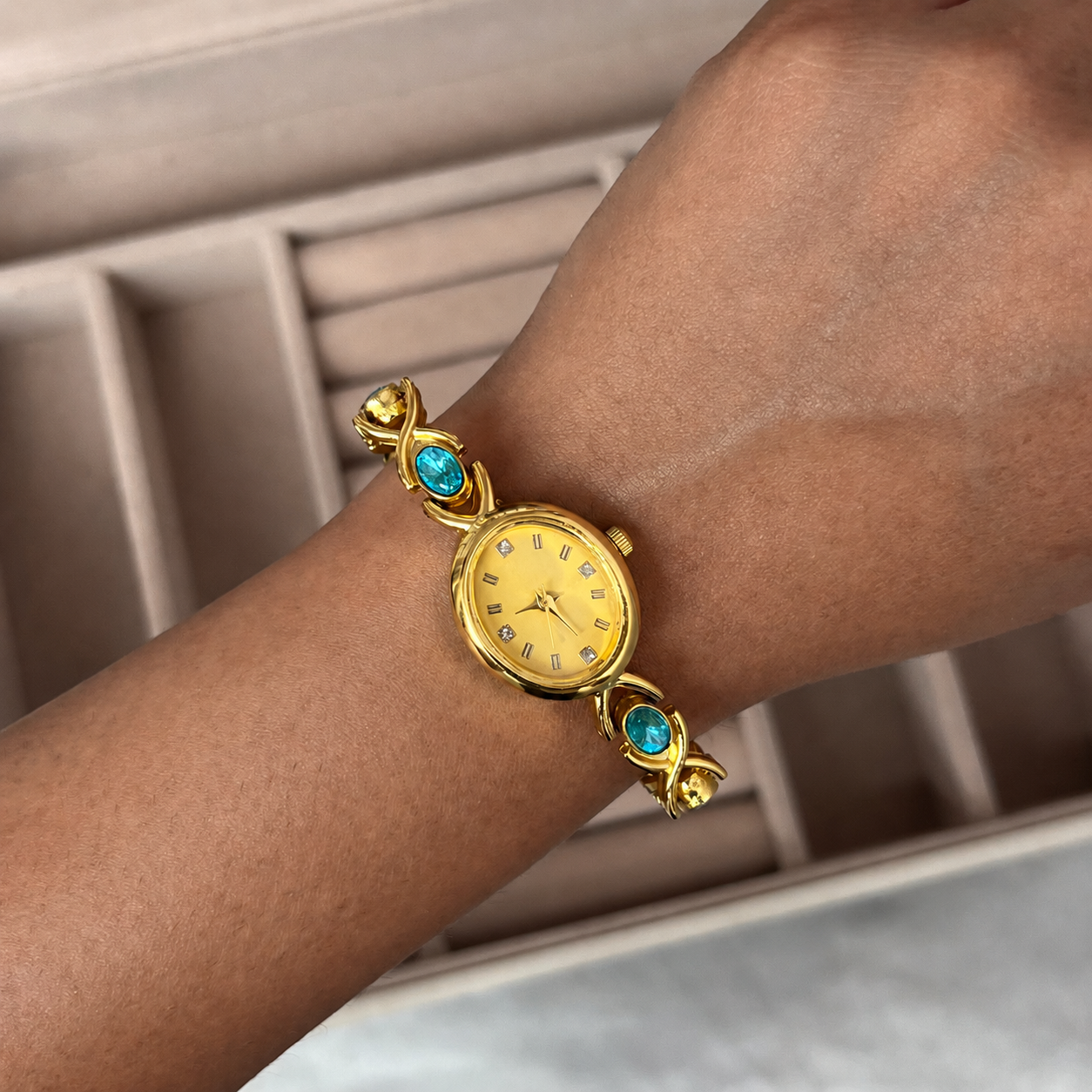 Gold Turquoise Detailing Watch