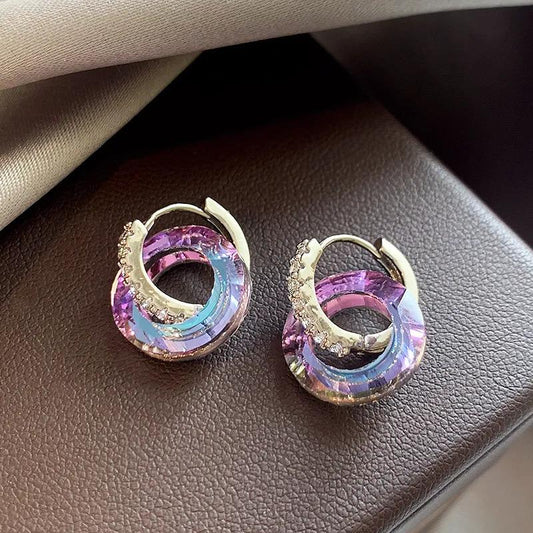Violet Veil Alloy Rhinestone Drop Earrings