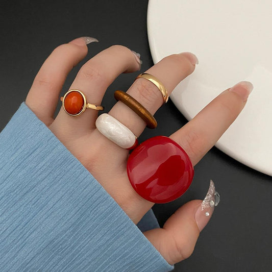 Rose Rush Alloy Resin Rings Set of 5 Pre Order
