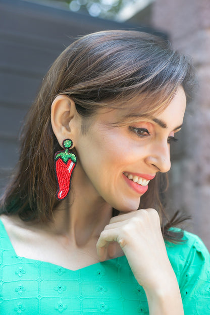 Haye Haye Mirchi Handmade Beaded Earrings