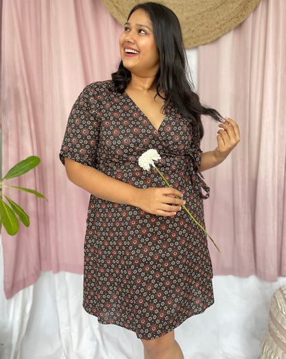 Black Rose Semi Wrap Dress