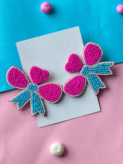 Bow Handmade Beaded Earrings