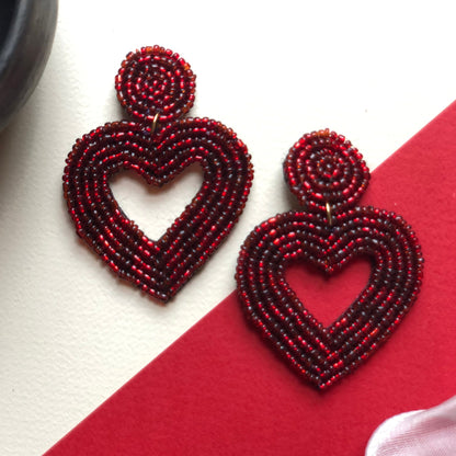 Scarlett Handmade Heart Beaded Earrings