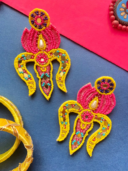 Trishul Multicolour Handmade Beaded Earrings