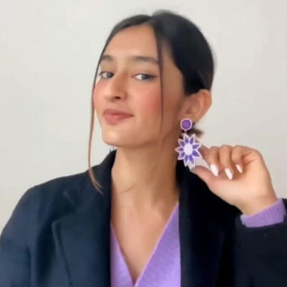 Lavender Flower Handmade Beaded Earrings