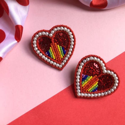 Love is Love Handmade Beaded Earrings