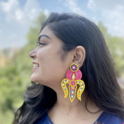 Trishul Multicolour Handmade Beaded Earrings