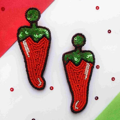 Haye Haye Mirchi Handmade Beaded Earrings